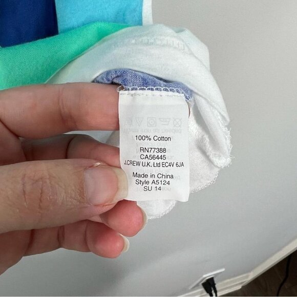 J Crew Factory Womens Size XS Collectors Tee Teal Blue Flag Print Lightweight - Picture 6 of 7